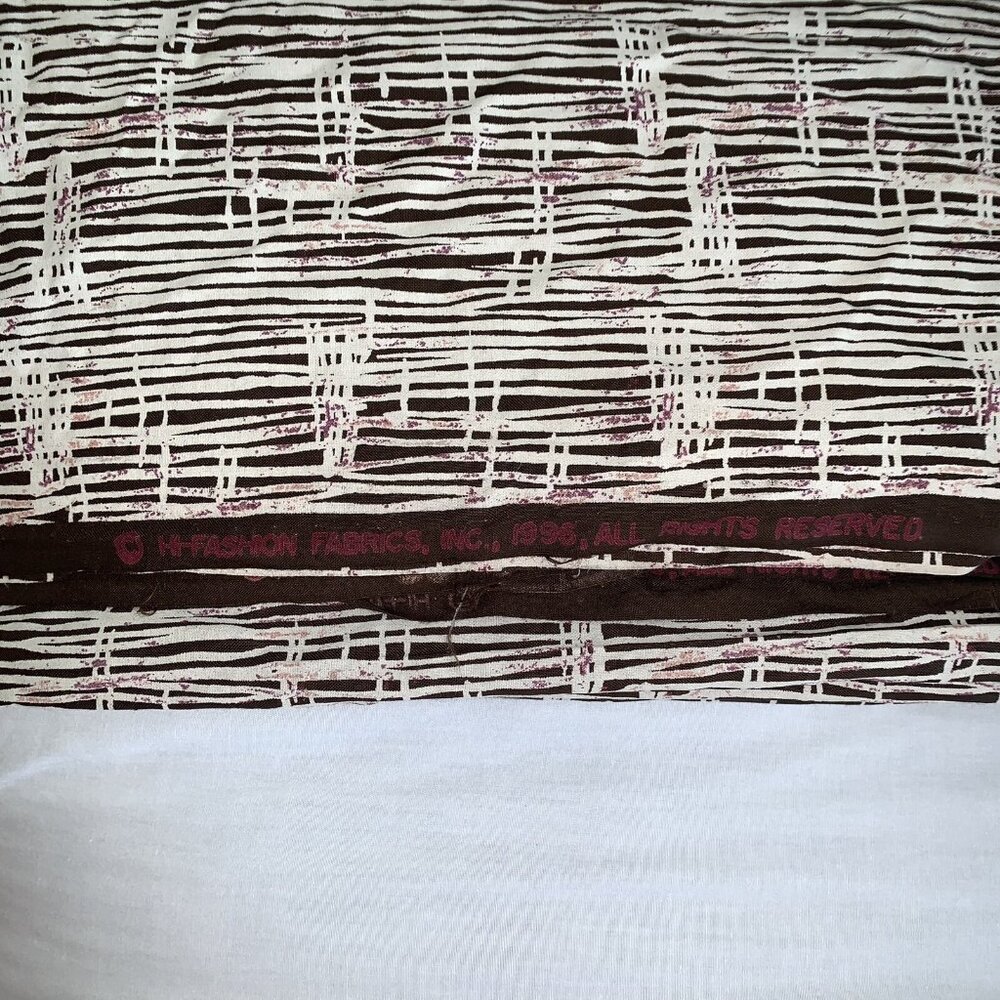 Vintage 90’s Brown Tan Stripe Fabric Cotton 2 5/8 Yards Width 56” Length 96” - Picture 5 of 6